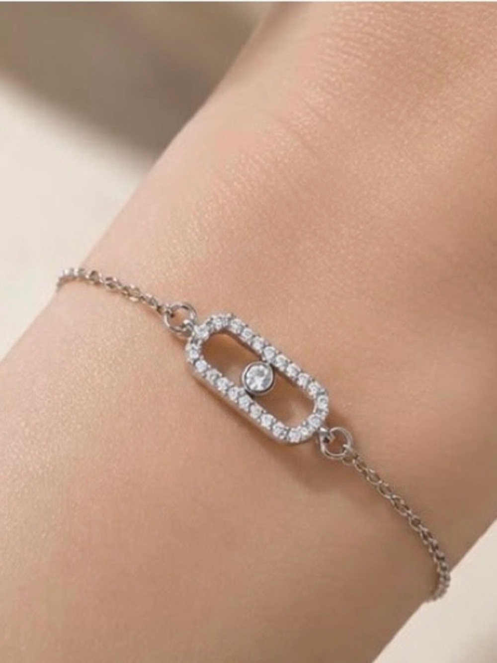 Silver Crystal Oval Link Bracelet - Picture 2 of 4
